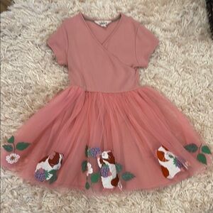 Pink Kids Dress with Floral Embroidery